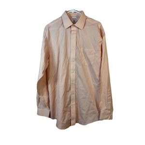 Brooks Brothers 346 Non Iron Orange Plaid/Check Shirt 16 1/2  6/7 Regular Fit